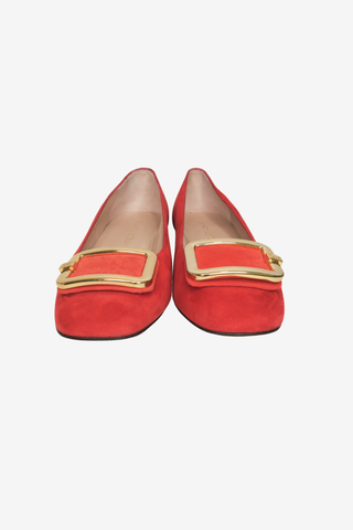 Stuart Weitzman Red Flats Sz 7.5 - Designer shoes at The Find Luxury Resale - Vancouver, Canada