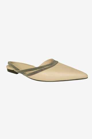 Brunello Cucinelli Monili Leather Slingback Flats sz 35 - Designer Flats at The Find Luxury Resale - Vancouver, Canada