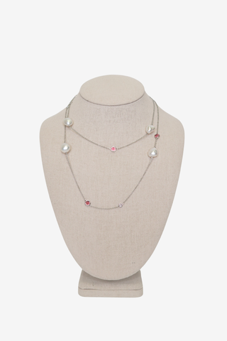 Tiffany & Co. Elsa Peretti® Pearl, Sapphire & Diamond Color by the Yard Sprinkle Necklace - Designer Necklace at The Find Luxury Resale - Vancouver, Canada
