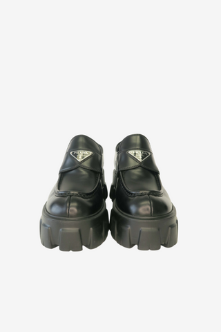 Prada Monolith Leather Platform Loafers sz 36.5 - Designer shoes at The Find Luxury Resale - Vancouver, Canada
