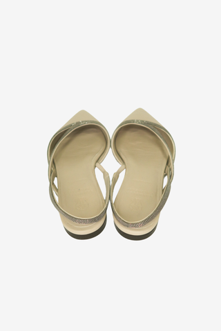Brunello Cucinelli Monili Leather Slingback Flats sz 35 - Designer Flats at The Find Luxury Resale - Vancouver, Canada