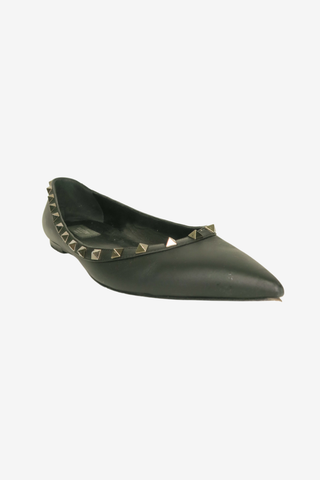 Valentino Rockstud Accents Leather Ballet Flats sz 40 - Designer Flats at The Find Luxury Resale - Vancouver, Canada