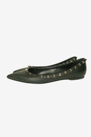 Valentino Rockstud Accents Leather Ballet Flats sz 40 - Designer Flats at The Find Luxury Resale - Vancouver, Canada