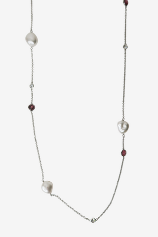 Tiffany & Co. Elsa Peretti® Pearl, Sapphire & Diamond Color by the Yard Sprinkle Necklace - Designer Necklace at The Find Luxury Resale - Vancouver, Canada
