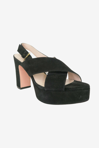 Stuart Weitzman Suede Sandals sz 8 - Designer Pumps at The Find Luxury Resale - Vancouver, Canada