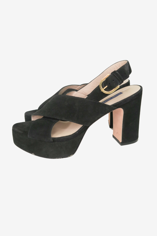 Stuart Weitzman Suede Sandals sz 8 - Designer Pumps at The Find Luxury Resale - Vancouver, Canada