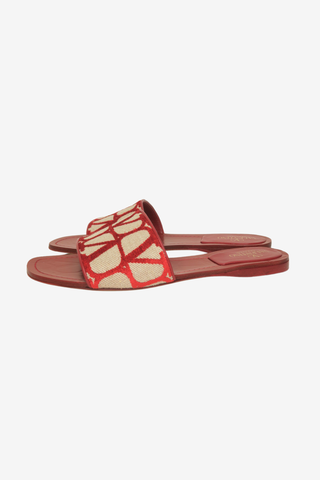 Valentino Leather Printed Slides sz 38 - Designer shoes at The Find Luxury Resale - Vancouver, Canada