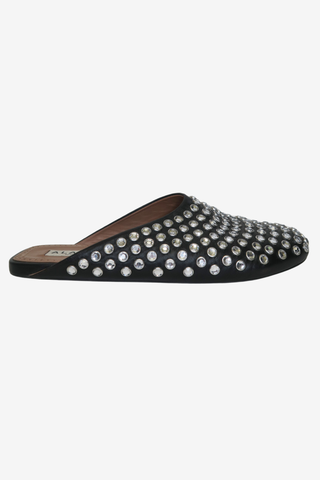 Alaïa Leather Crystal Embellishment Mules Sz 37 - Designer shoes at The Find Luxury Resale - Vancouver, Canada