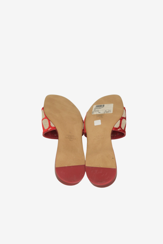 Valentino Leather Printed Slides sz 38 - Designer shoes at The Find Luxury Resale - Vancouver, Canada