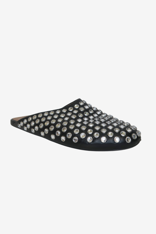 Alaïa Leather Crystal Embellishment Mules Sz 37 - Designer shoes at The Find Luxury Resale - Vancouver, Canada