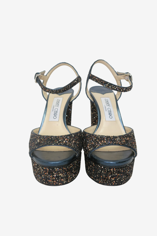 Jimmy Choo Glitter Glitter Accents Sandals sz 36 - Designer shoes at The Find Luxury Resale - Vancouver, Canada