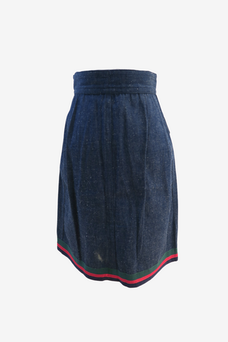 Gucci Embroidered Accent Denim Skirt sz 38 - Designer Skirt at The Find Luxury Resale - Vancouver, Canada