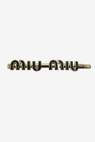 Miu Miu Logo Polished Hair Pin - Designer Accessories at The Find Luxury Resale - Vancouver, Canada