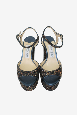 Jimmy Choo Glitter Glitter Accents Sandals sz 36 - Designer shoes at The Find Luxury Resale - Vancouver, Canada
