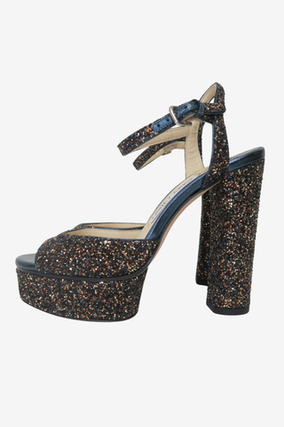 Jimmy Choo Glitter Glitter Accents Sandals sz 36 - Designer shoes at The Find Luxury Resale - Vancouver, Canada