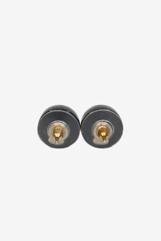 Chanel 2020 Black Resin Crystal Embellished CC Ear Studs - Designer Earrings at The Find Luxury Resale - Vancouver, Canada
