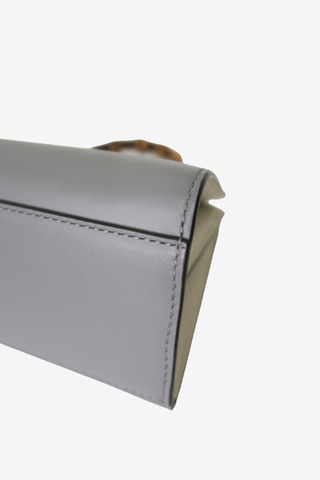 Gucci Grey Leather Small Nymphaea Bamboo Top Handle Bag - Designer Handbags at The Find Luxury Resale - Vancouver, Canada