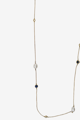 Tiffany & Co. 18K Pearl, Diamond & Lapis Color by the Yard Sprinkle Necklace - Designer Necklace at The Find Luxury Resale - Vancouver, Canada