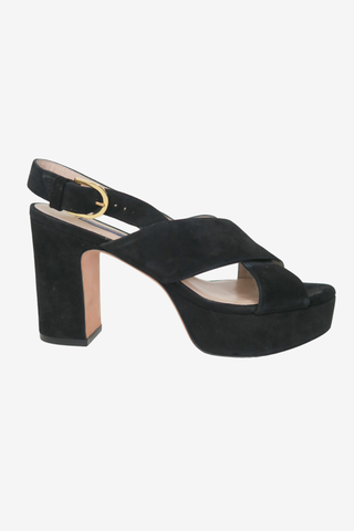 Stuart Weitzman Suede Sandals Sz 7.5 - Designer shoes at The Find Luxury Resale - Vancouver, Canada
