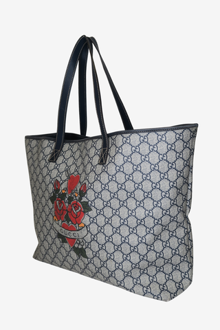 Gucci Canvas Medium Tattoo Heart Joy Tote - Designer Handbags at The Find Luxury Resale - Vancouver, Canada