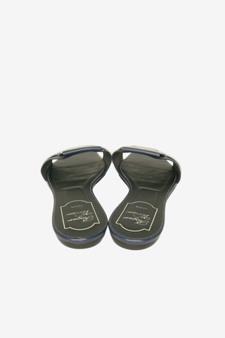 Roger Vivier Leather Colorblock Pattern Slides sz 37 - Designer sandals at The Find Luxury Resale - Vancouver, Canada