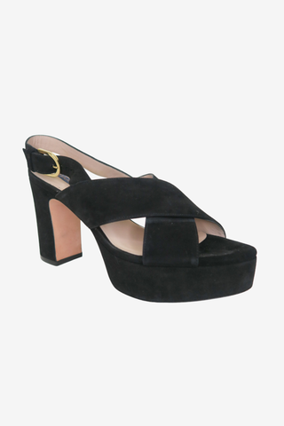 Stuart Weitzman Suede Sandals Sz 7.5 - Designer shoes at The Find Luxury Resale - Vancouver, Canada