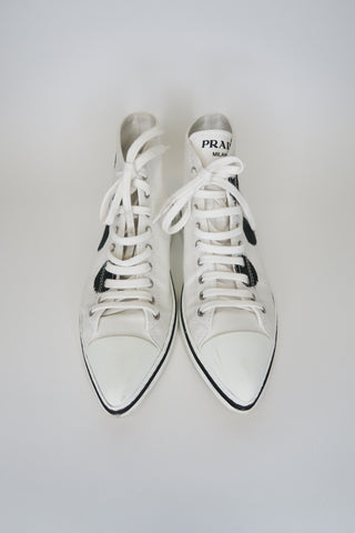 Prada Canvas Graphic Print Sneakers sz 36.5 - Designer Sneakers at The Find Luxury Resale - Vancouver, Canada