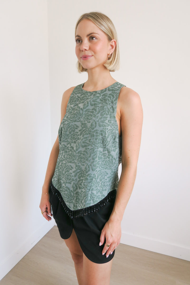 Ganni Top With Beaded Details sz 42 – The Find Studio