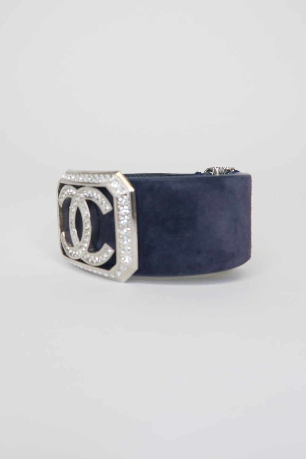 Chanel Strass CC Blue Suede Wrap Bracelet