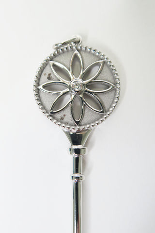 Tiffany & Co. White Gold Diamond Daisy Key Pendant 2.5" - Designer Necklaces at The Find Luxury Resale - Vancouver, Canada