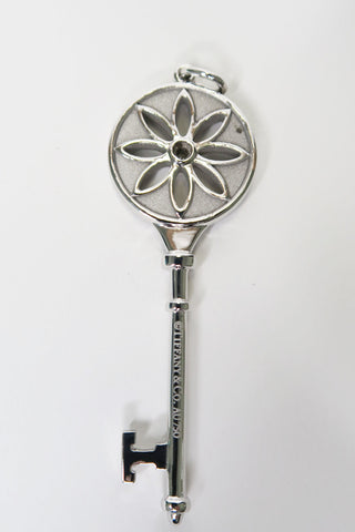 Tiffany & Co. White Gold Diamond Daisy Key Pendant 2.5" - Designer Necklaces at The Find Luxury Resale - Vancouver, Canada