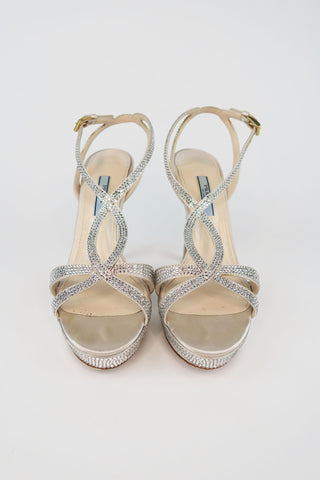 Prada Crystal Platform Sandals sz 37 - Designer Pumps at The Find Luxury Resale - Vancouver, Canada