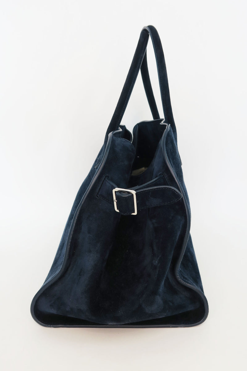 The Row Margaux 15 Top-Handle Bag in Suede