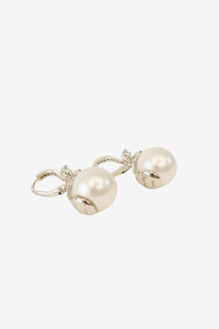 Tiffany & Co. Platinum Diamond & Pearl Victoria Drop Earrings - Designer Earrings at The Find Luxury Resale - Vancouver, Canada