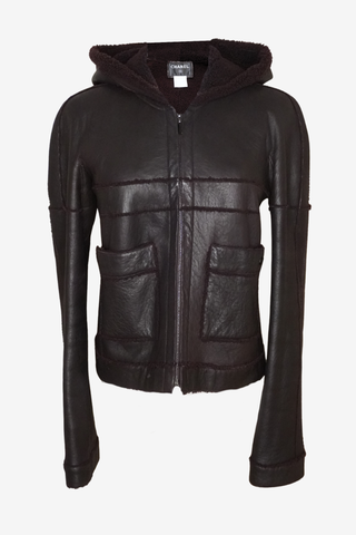 Chanel 2007 Leather/Sherling Jacket sz 40
