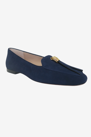 Stuart Weitzman Blue Suede Loafer sz 7.5 - Designer Flats at The Find Luxury Resale - Vancouver, Canada