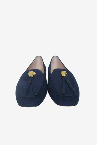 Stuart Weitzman Blue Suede Loafer sz 7.5 - Designer Flats at The Find Luxury Resale - Vancouver, Canada