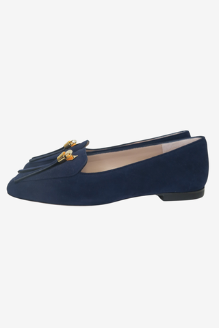 Stuart Weitzman Blue Suede Loafer sz 7.5 - Designer Flats at The Find Luxury Resale - Vancouver, Canada