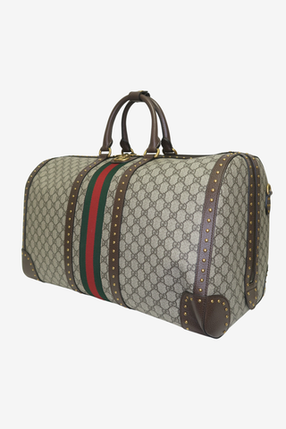 Gucci GG Supreme Monogram Studded Savoy Duffel Bag - Designer Handbags at The Find Luxury Resale - Vancouver, Canada