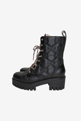 Gucci Black Leather Combat Boots sz 41
