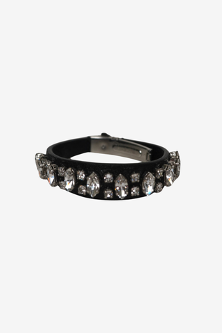 Miu Miu Leather Crystal Embellished Bracelet