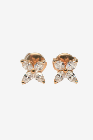 Tiffany & Co. 18k Rose Gold Diamond Victoria Stud Earrings - Designer Earrings at The Find Luxury Resale - Vancouver, Canada