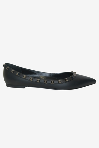Valentino Rockstud Flat Black Sz 37 - Designer Flats at The Find Luxury Resale - Vancouver, Canada