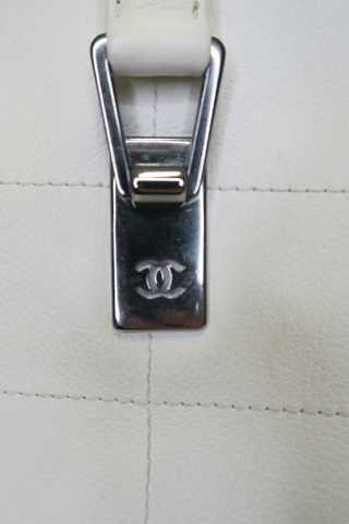 Chanel White Chocolate Bar Tote - Designer Handbags at The Find Luxury Resale - Vancouver, Canada