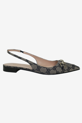 Gucci GG Canvas Canvas Slingback Flats sz 38.5 - Designer Flats at The Find Luxury Resale - Vancouver, Canada