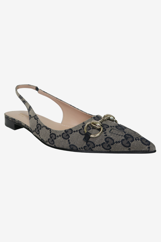 Gucci GG Canvas Canvas Slingback Flats sz 38.5 - Designer Flats at The Find Luxury Resale - Vancouver, Canada