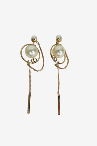 Christian Dior Faux Pearl Tribales Drop Earrings - Designer Earrings at The Find Luxury Resale - Vancouver, Canada