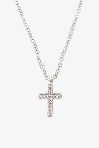 Tiffany & Co. Tiffany Small Diamond Metro Cross Necklace - Designer Necklaces at The Find Luxury Resale - Vancouver, Canada