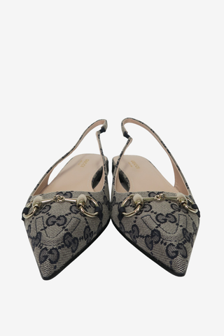 Gucci GG Canvas Canvas Slingback Flats sz 38.5 - Designer Flats at The Find Luxury Resale - Vancouver, Canada