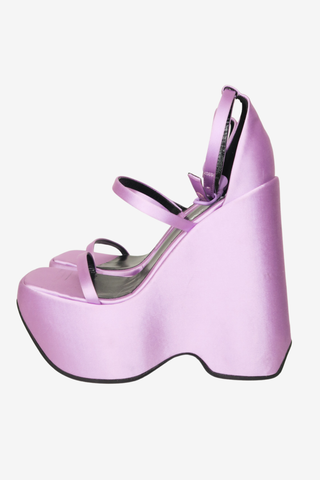 Versace Medusa Insignia Satin Sandals sz 36 - Designer Pumps at The Find Luxury Resale - Vancouver, Canada